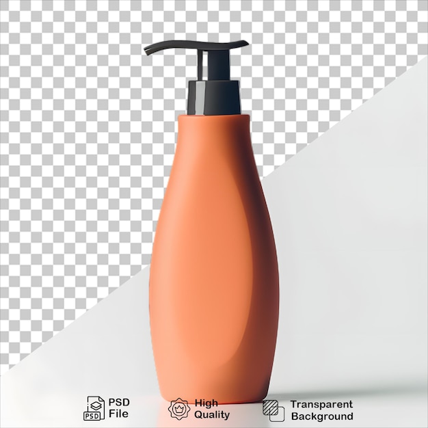 Orange Shampoo Bottle on Clear Transparent Background