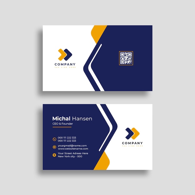 Orange shape visiting card psd template