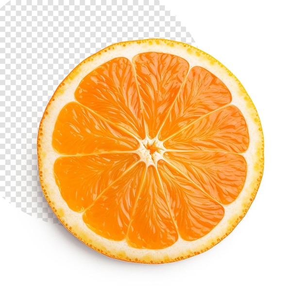 Orange slice on white top view