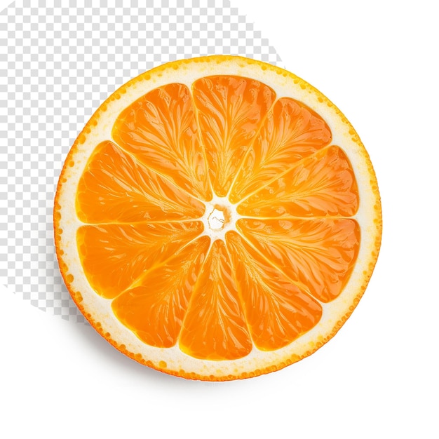 Orange slice on white top view