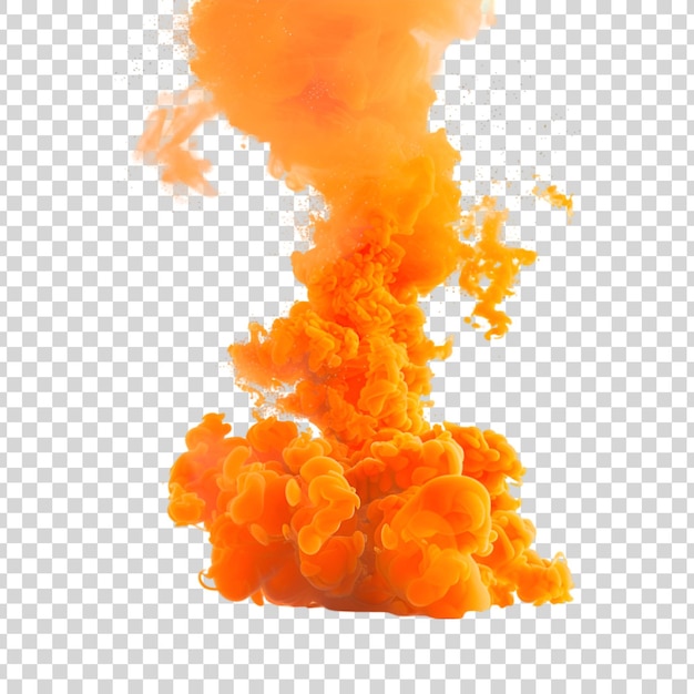 Orange smoke on a white background