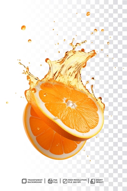 An orange splashes into a splash of juice