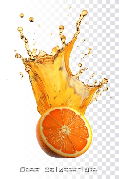 An orange splashing into a splash of orange juice