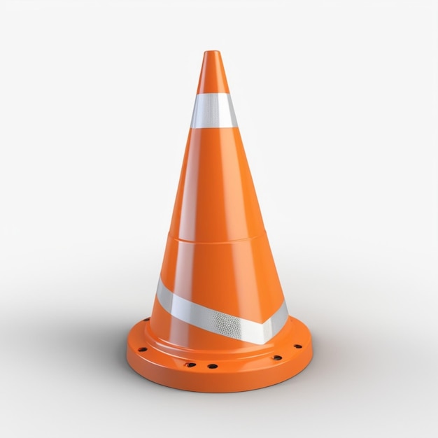 PSD a orange traffic cone with white stripes on the top