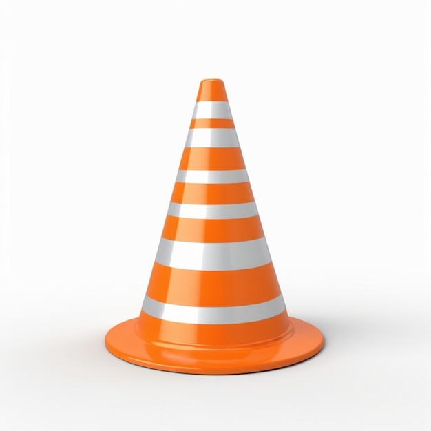 PSD a orange traffic cone with white stripes on the top