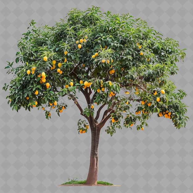 PSD an orange tree with oranges and a gray background