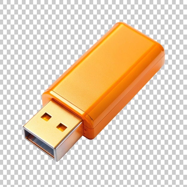 orange usb stick on transparent background