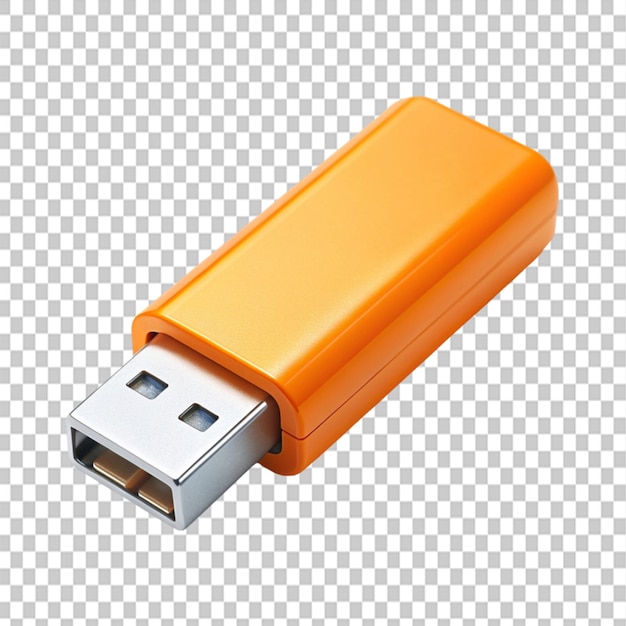 orange usb stick on transparent background