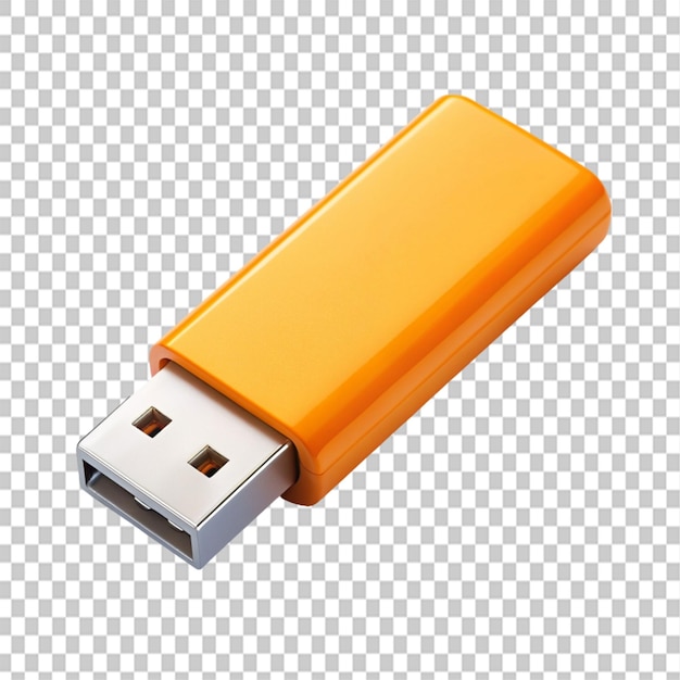 orange usb stick on transparent background