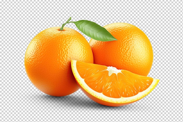 Orange whole and slice Cutout on transparent