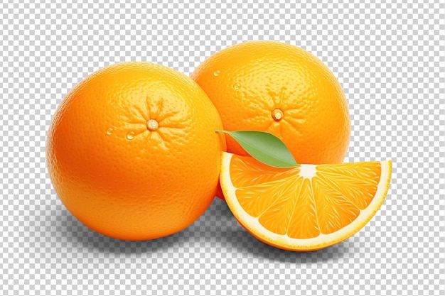 Orange whole and slice Cutout on transparent