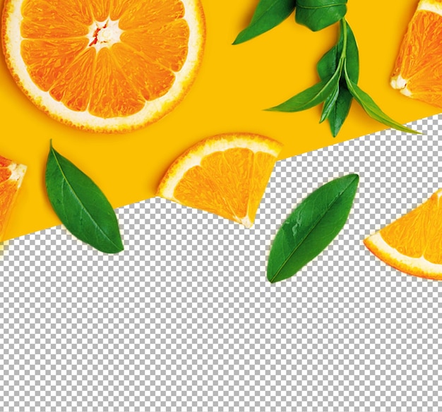 Orange With Green Leaves isolated on Transparent background