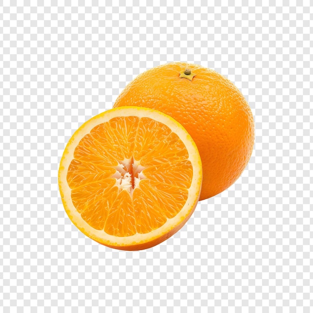 Orange with half cut isolated on transparent background