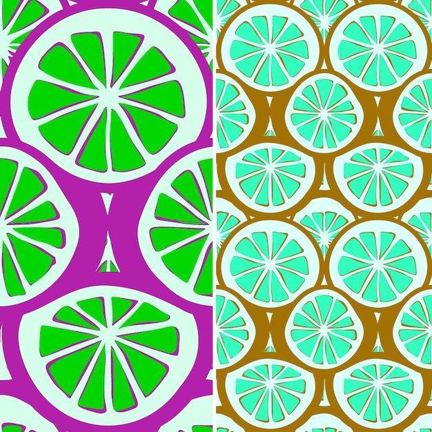 PSD orange with segmented slices and retro design with repeating tropical fruit pattern vector design