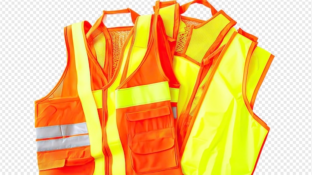 orange and yellow vests with the word caution on them