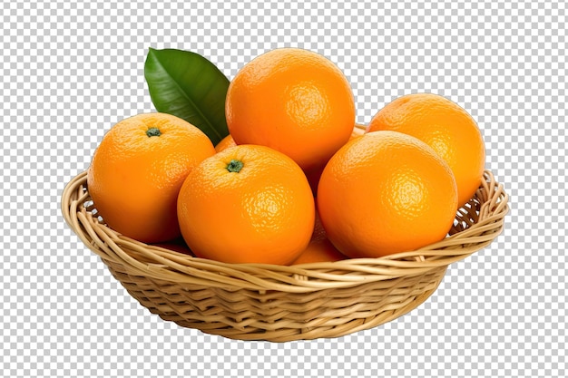 Oranges in a Basket Isolated on Transparent Background