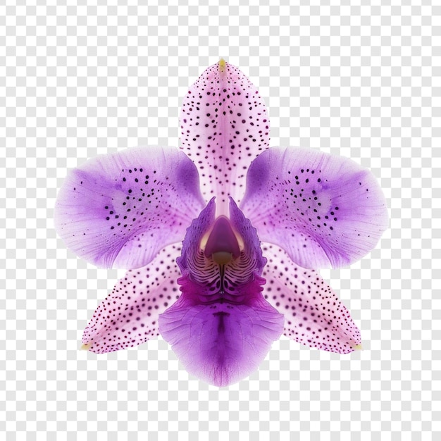 PSD orchid flower front view full length isolate on transparency background