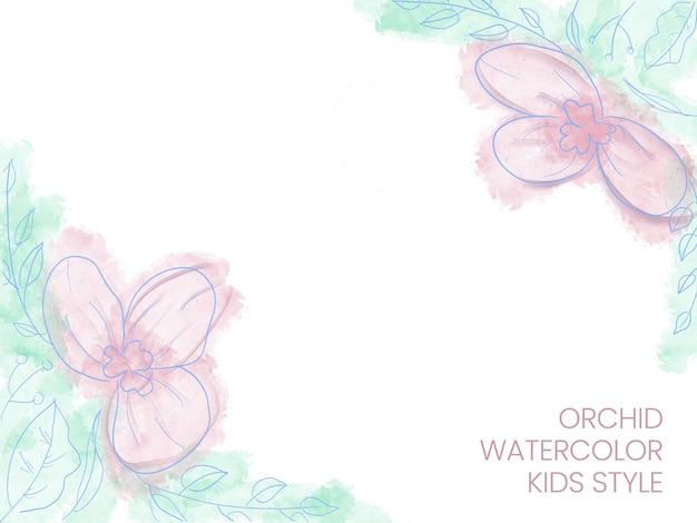 Orchid watercolor background kids style