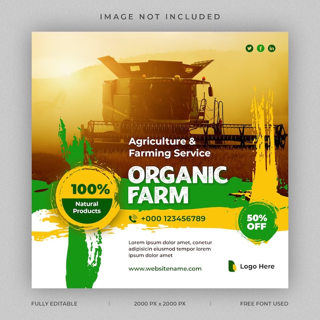 Organic farming agriculture services social media template