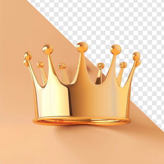 Organic Golden Crown on Light Orange Background Top View