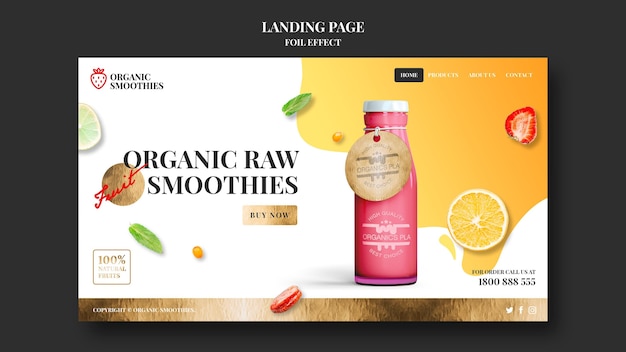 Organic smoothies landing page template