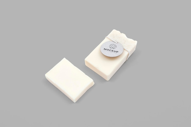 Organic soap bar mock-up with paper tag