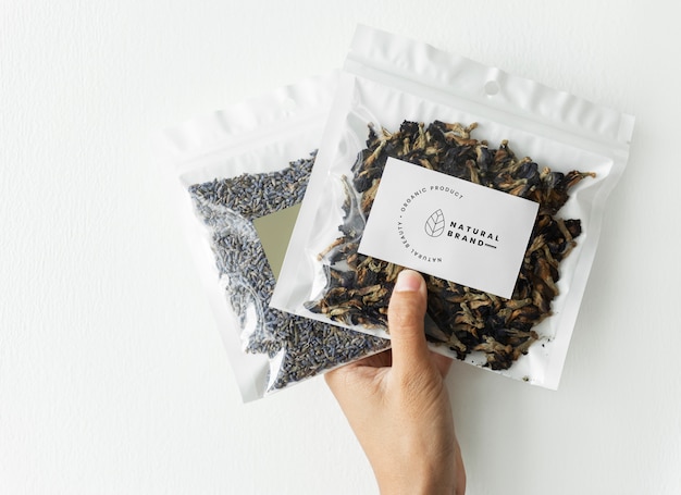 PSD organic tea branding and packaging mockup