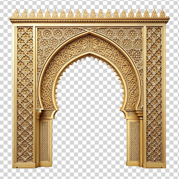 Oriental golden gate or moroccan arch isolated on transparent background