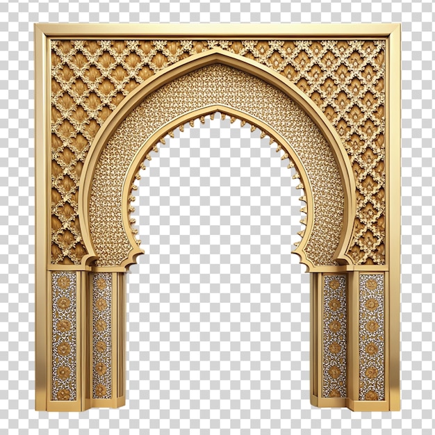 Oriental golden gate or moroccan arch isolated on transparent background