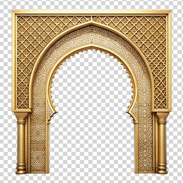 Oriental golden gate or moroccan arch isolated on transparent background