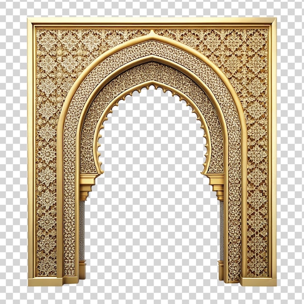 Oriental golden gate or moroccan arch isolated on transparent background