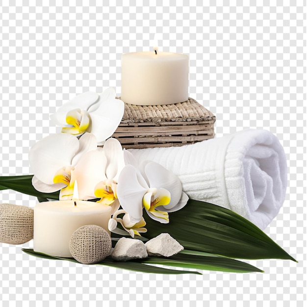 Oriental massage products and equipment including spa accessories isolated on transparent background