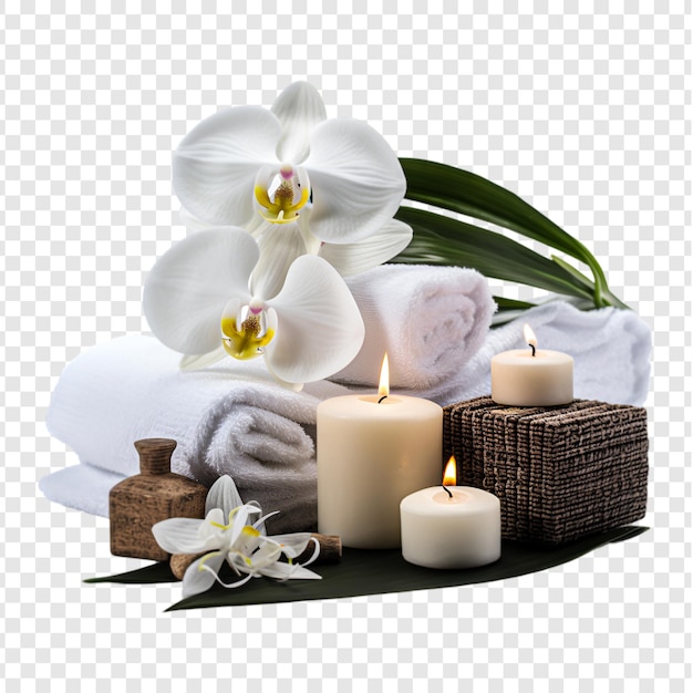 Oriental massage products and equipment including spa accessories isolated on transparent background