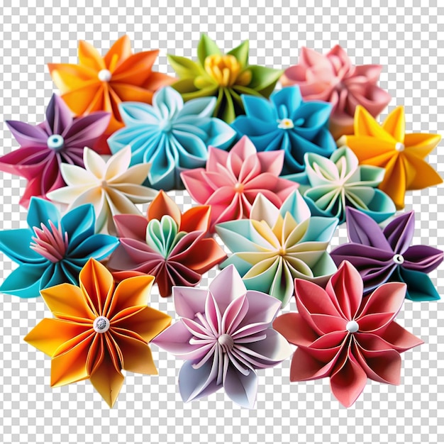 PSD origami flowers isolated on white background