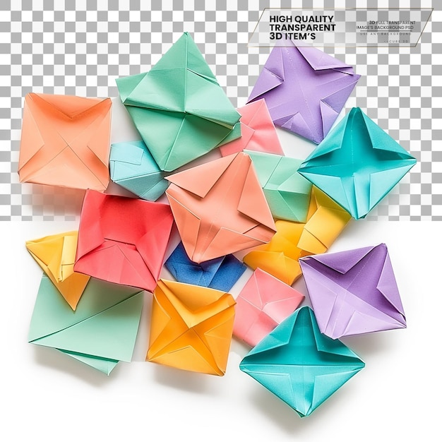 PSD origami paper paper used for folding into origami shapes on transparent background