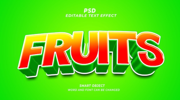 PSD original fruits 3d editable text effect photoshop template