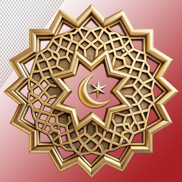 PSD ornament islamic 3d png isolated on transparent background