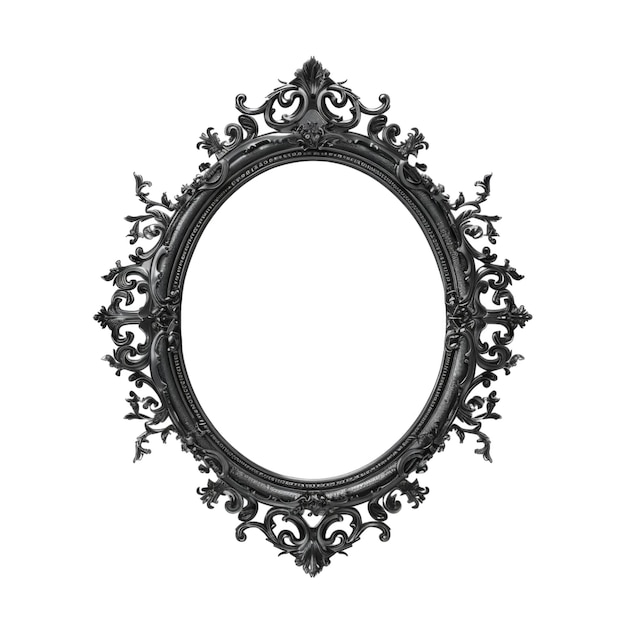 PSD ornate black oval frame with detailed scrollwork