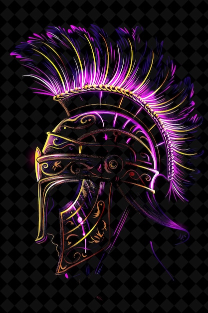 Ornate Helmet 16 Bit Pixel With Feathers and Gold Trims With Y2K Shape Neon Color Art Collections