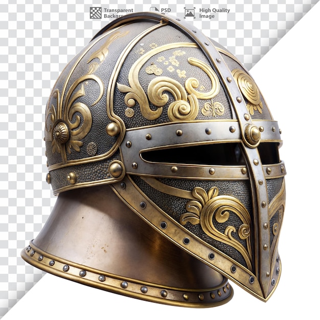 PSD ornate medieval helmet with transparent background