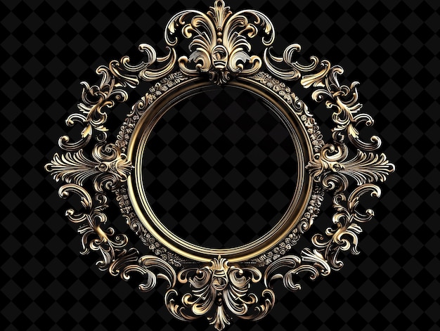 PSD ornate mirror 8 bit pixel with gold frame and carvings with png unique y2k design collection