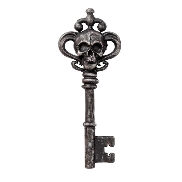 PSD ornate skeleton key with skull head