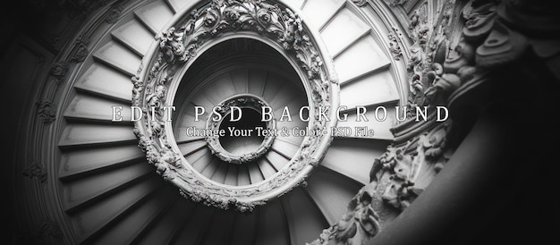 PSD ornate spiral staircase in black and white