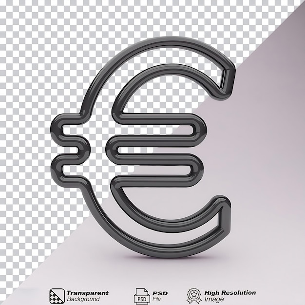 PSD out line euro icon black isolated on transparent background