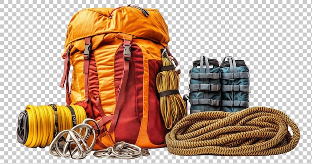 PSD outdoor adventure gear backpack climbing ropes and carabiners