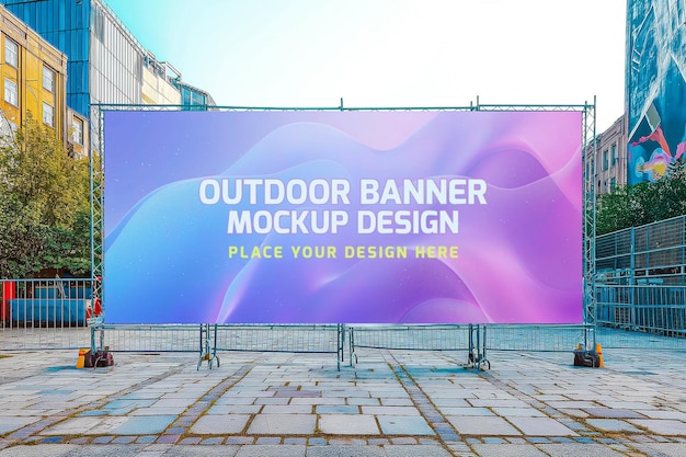 outdoor advertising PSD banner mockup design