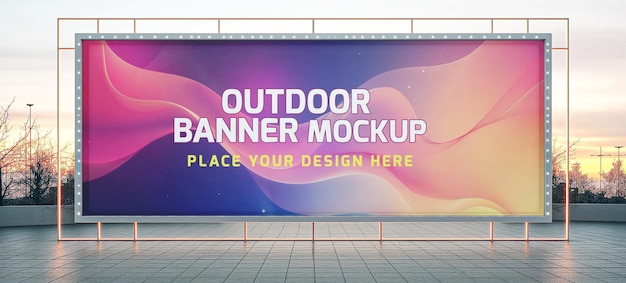 outdoor advertising PSD banner mockup design