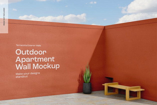 Outdoor Apartment Wall Mockup, Right View