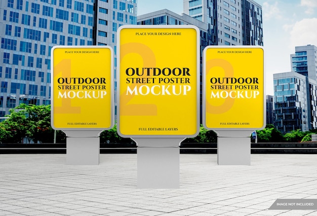 Outdoor city light advertising poster mockup