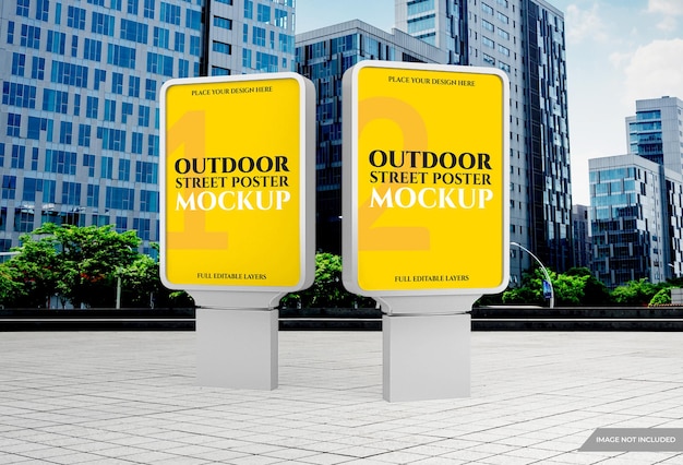 Outdoor city light advertising poster mockup